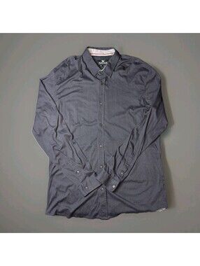 Butter Cloth Long Sleeve Button Shirt Black Blue Geometric Dots 3XL Tall